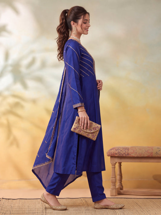 Embroidery Royal Blue Kurta Set