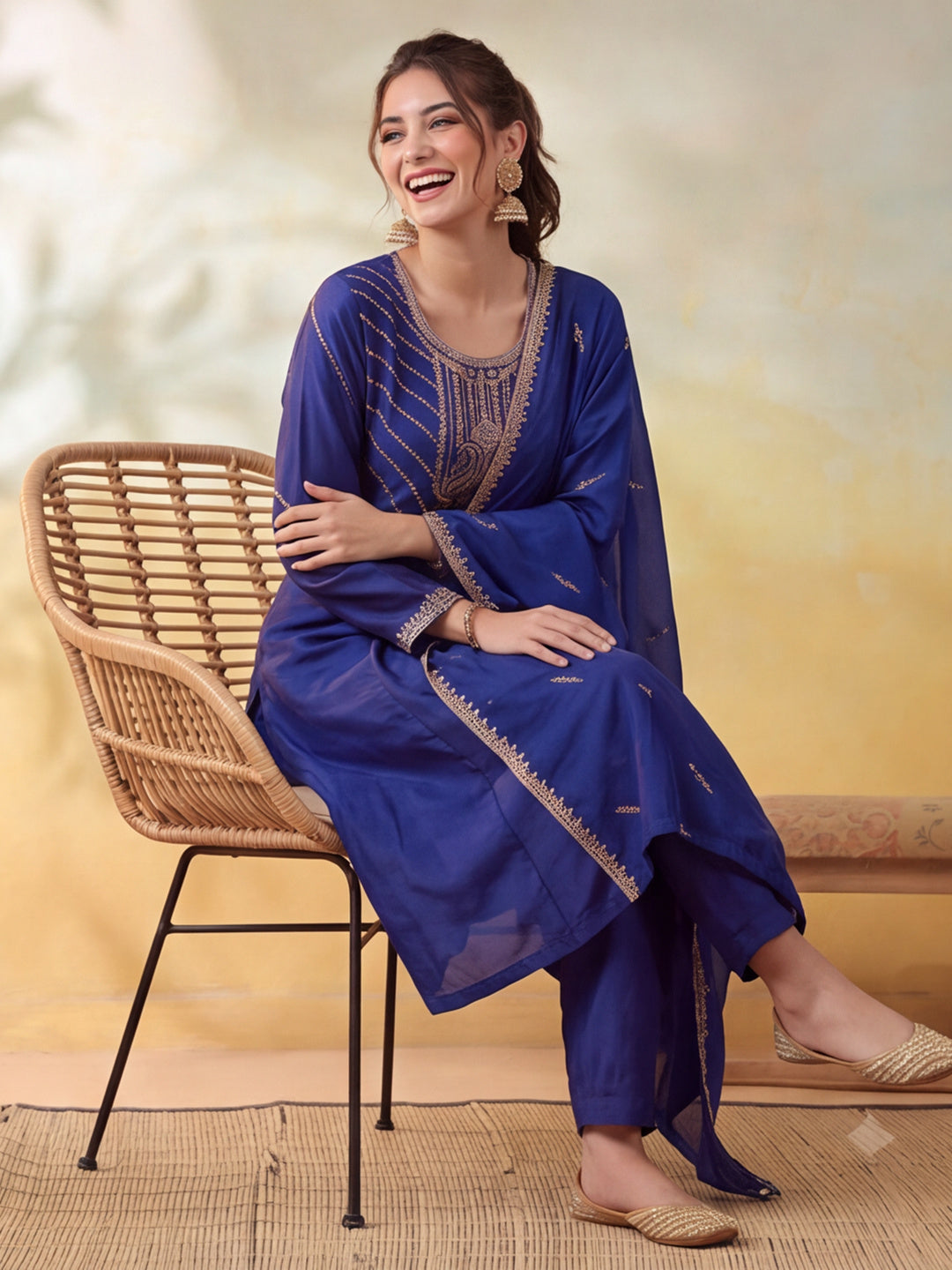 Embroidery Royal Blue Kurta Set