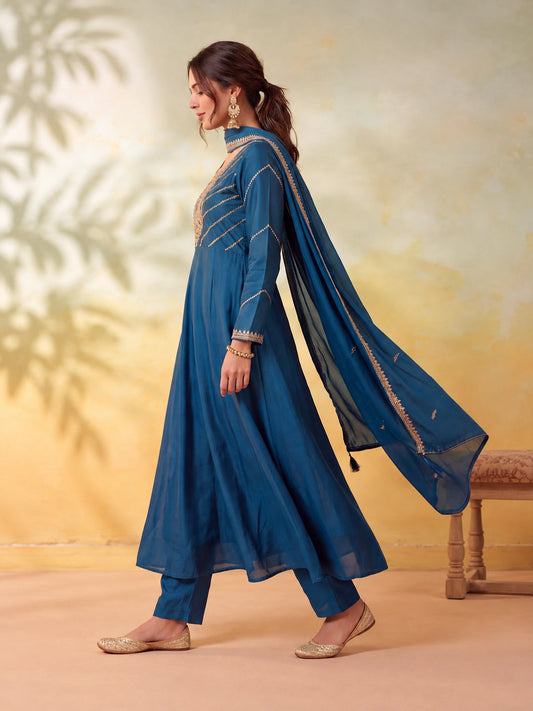 Embroidery Teal Kurta Set