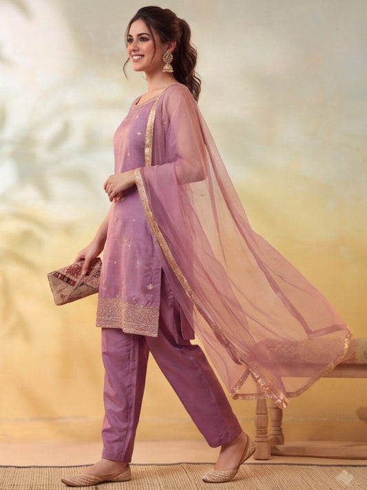 Embroidery Orchid Pink Kurta Set