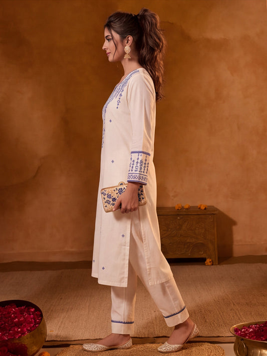 Embroidery White Kurta Set