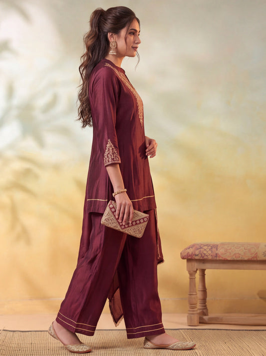 Embroidery Brown Kurta Set