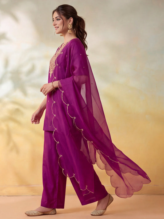 Embroidery Purple Kurta Set