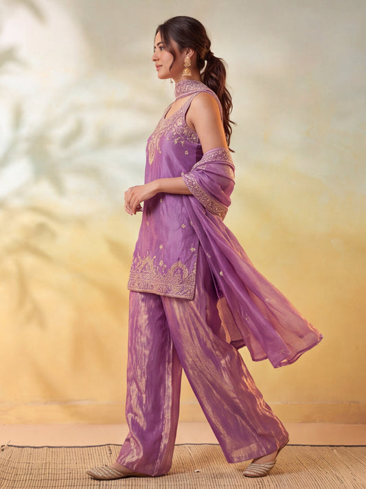 Embroidery Purple Kurta Set