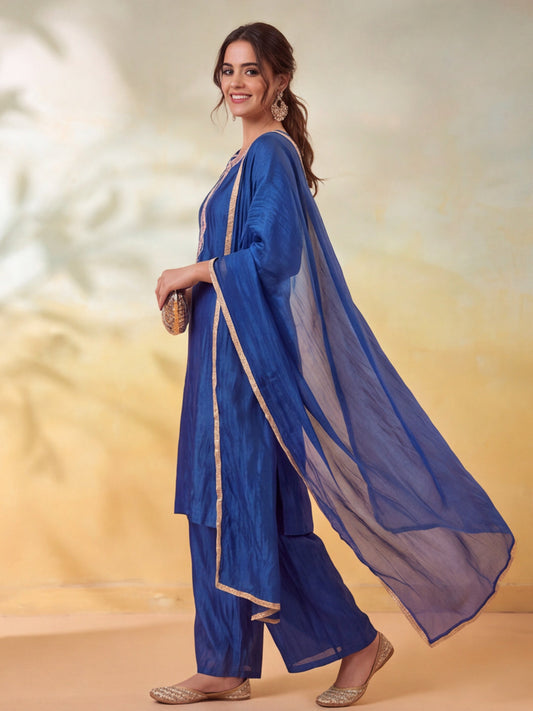 Embroidery Royal Blue Kurta Set