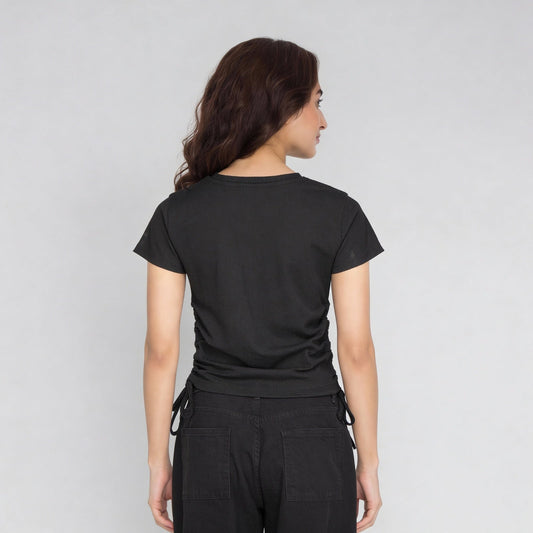 T-Shirt with Ruching and Drawstrings