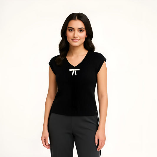 Cotton T-Shirt With Bow Detail & Side Ruching