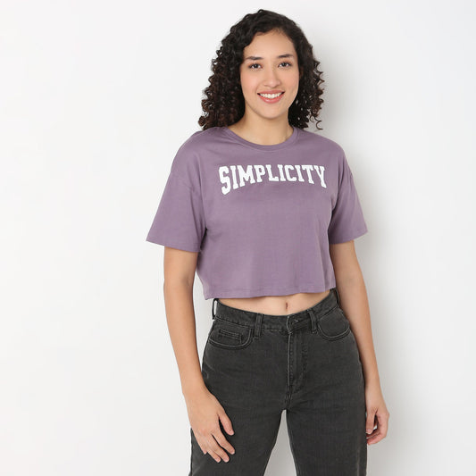 Graphic Knitted Crop T-Shirt
