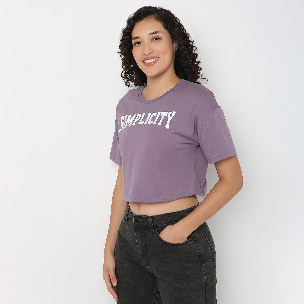 Graphic Knitted Crop T-Shirt