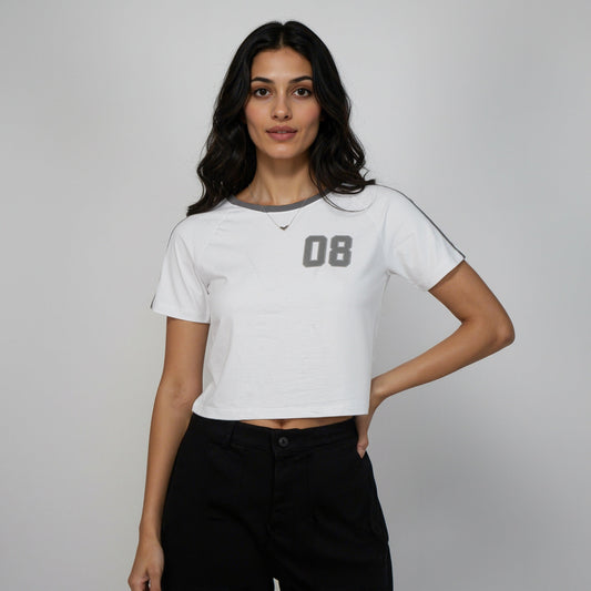 Slim Fit Cotton Graphic Crop T-Shirt