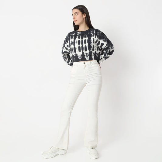Boxy Fit Tie - Dye Full Sleeve Crop T-Shirt
