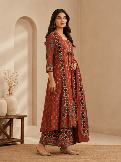 Floral Printed A-Line Cotton Set