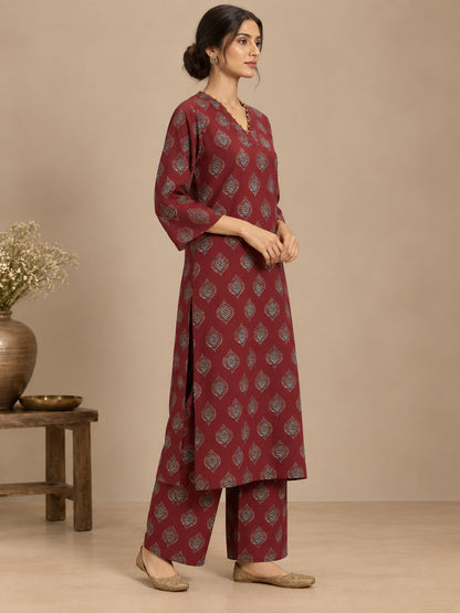 Floral Printed Straight Kurta Set