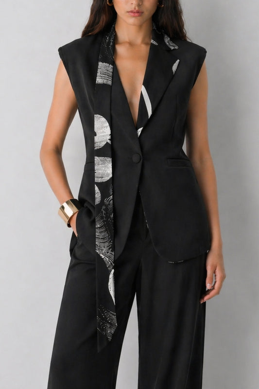 Marble Black Waistcoat Co-ord Set