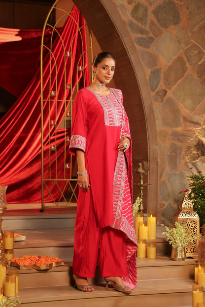 Floral Embroidered Straight Kurta Set