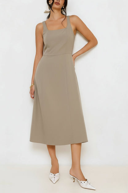 Elegante Greige Sleeveless Dress