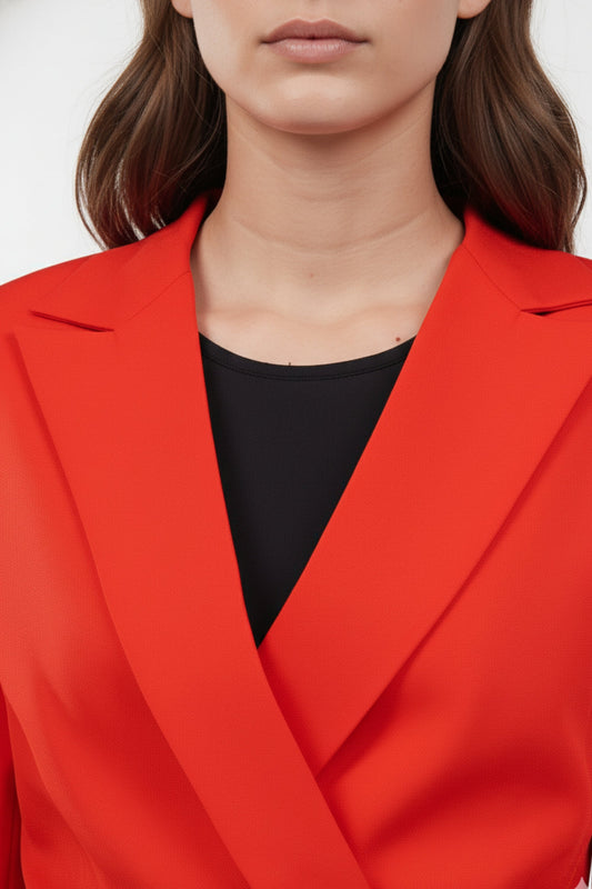 Strings Attached Cropped Blazer in Red