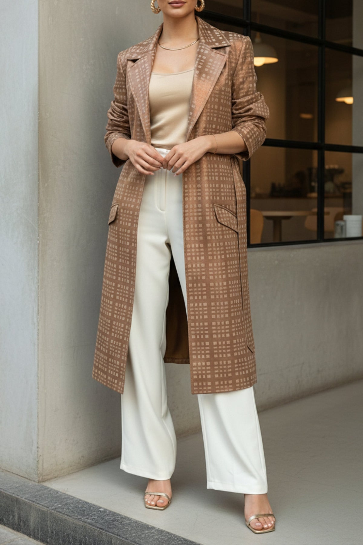 Caramel Suede Trench Coat