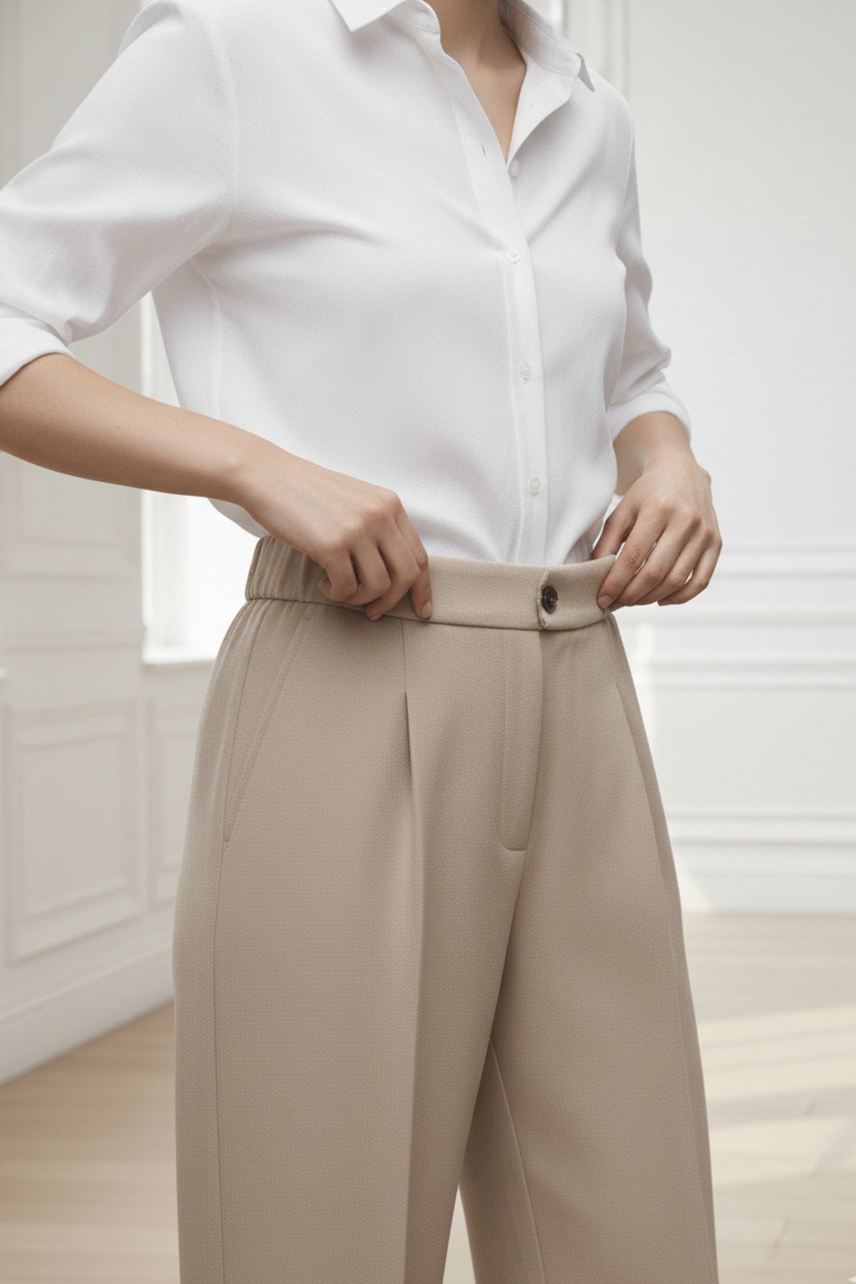 Beige Mist Wide Leg Trouser