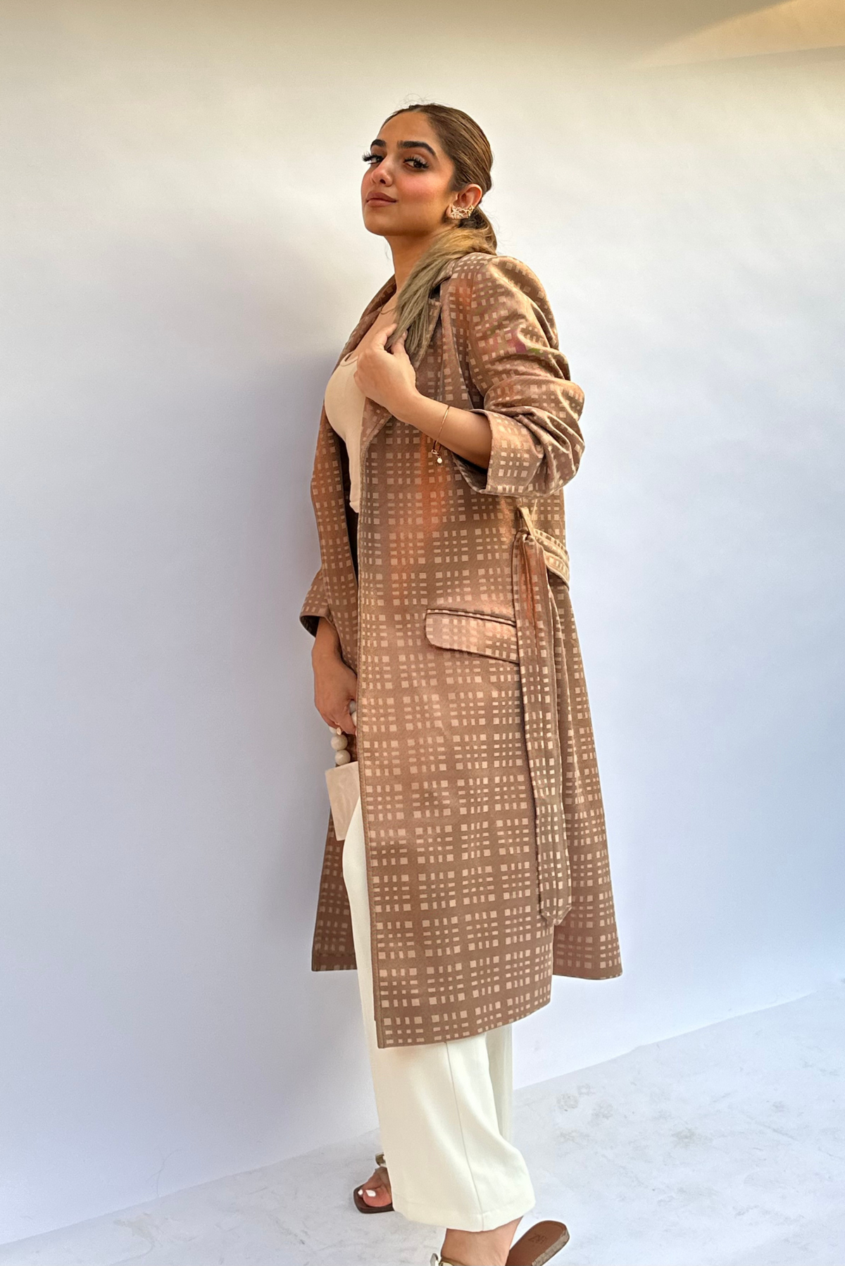 Caramel Suede Trench Coat