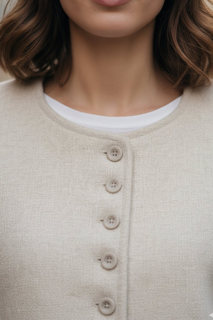 Soft Ivory Double-Sided Cashmere Blazer
