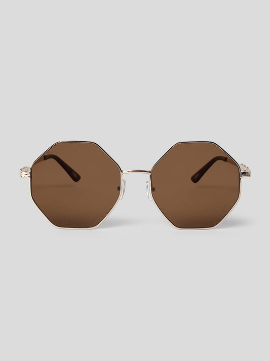 Brown Hexagonal Sunglasses