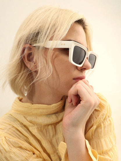 White Tinted Rectangular Sunglasses
