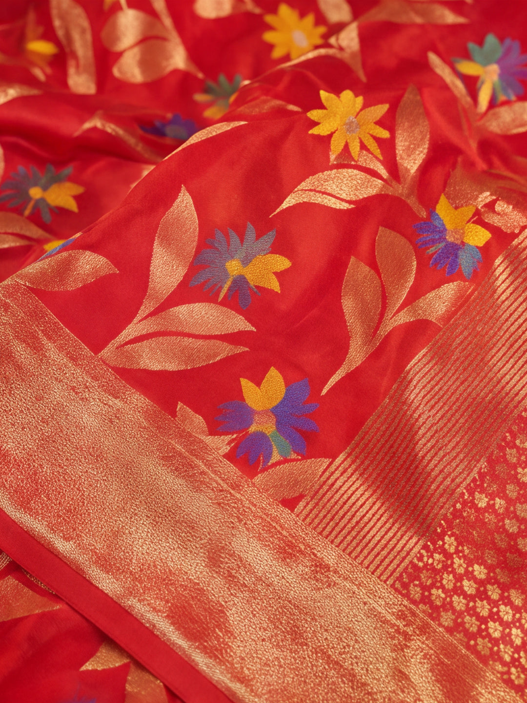 Red Weaving Cotton Saree
