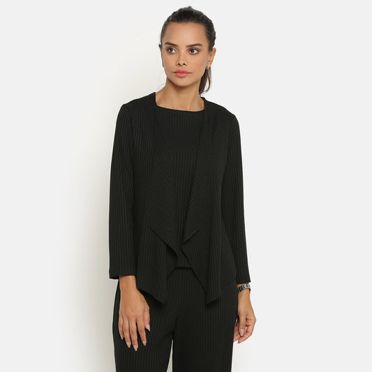 Black Ribbed Short Shrug
