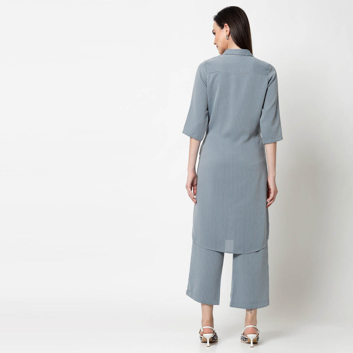 Blue Shirt Tunic With Draw Stings