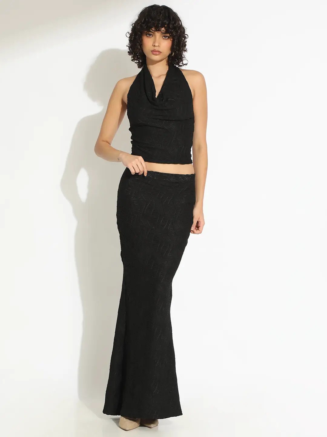Women's Black Alter Top and Skirt Co-Ord Set