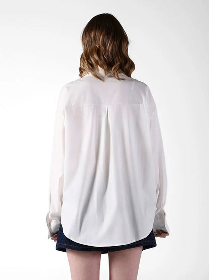 Women's White Shirt with Embellished Button Detail