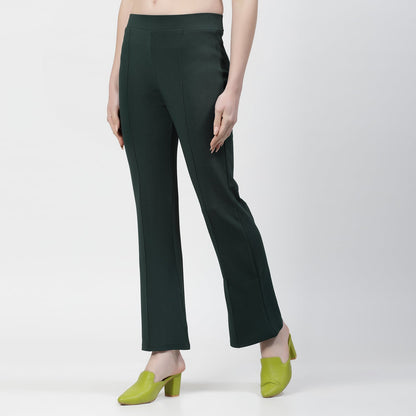 Green Boot Leg Lycra Pant