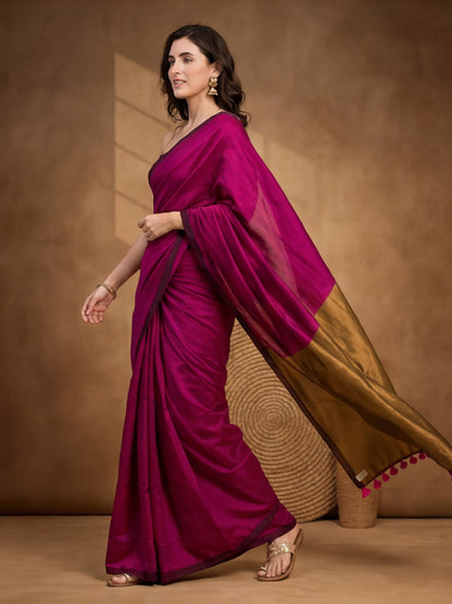 Solid Cotton Saree