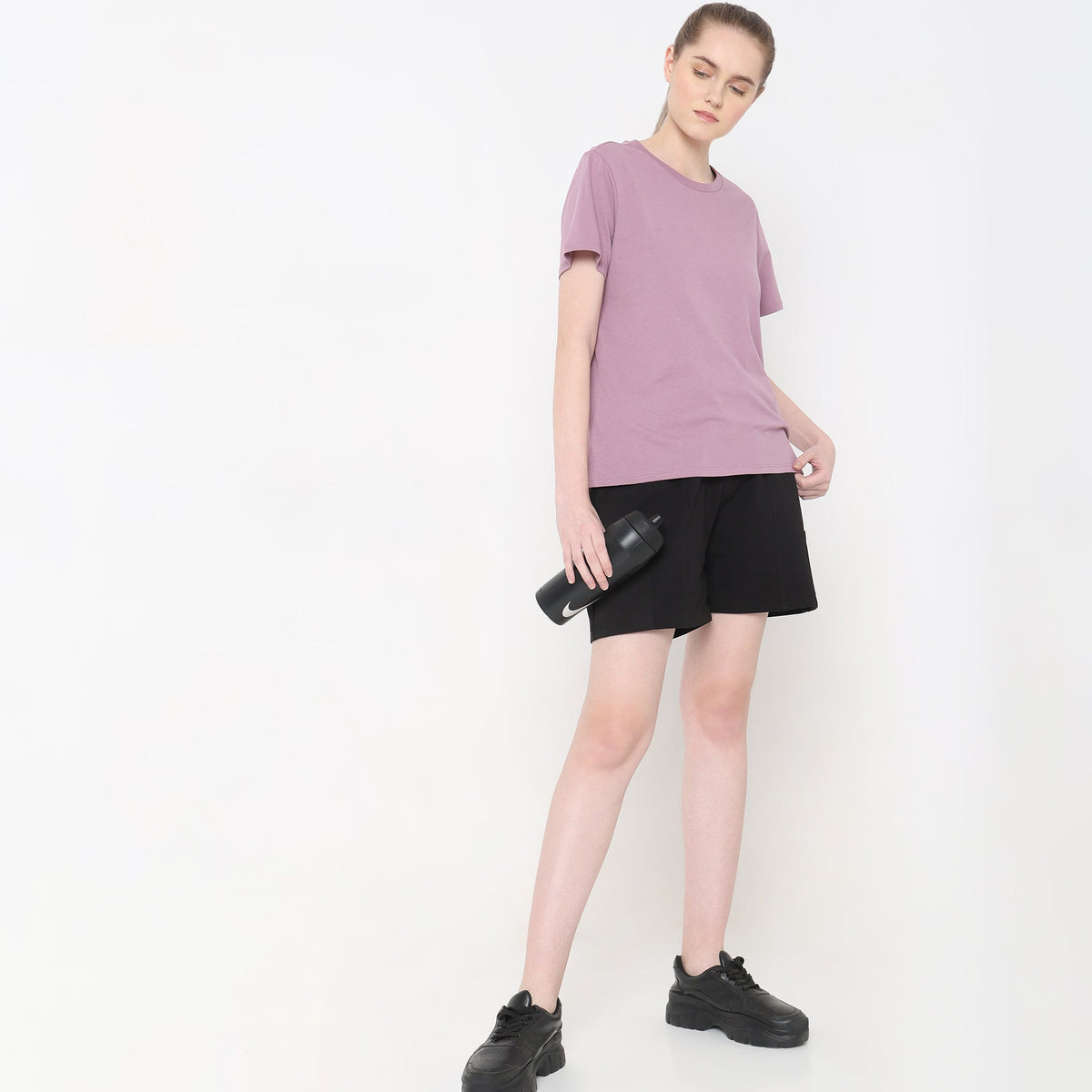 Knitted Cotton Solid T-Shirt