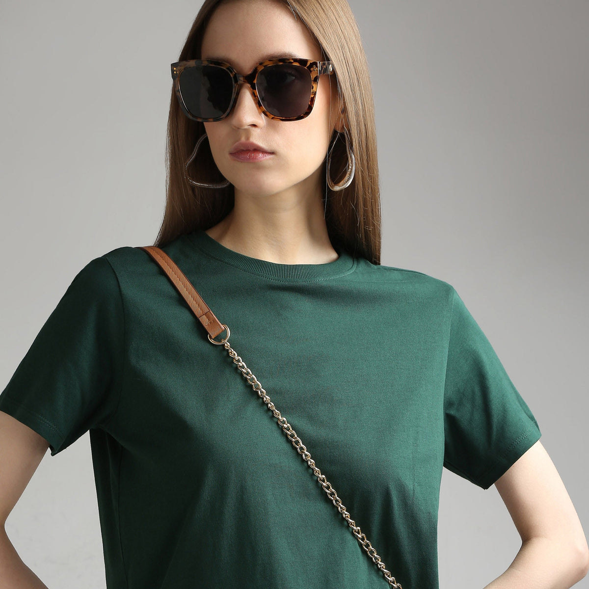 Cotton Solid Crew Neck T-Shirt