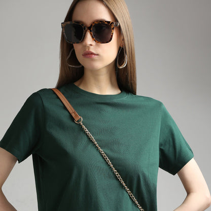 Cotton Solid Crew Neck T-Shirt
