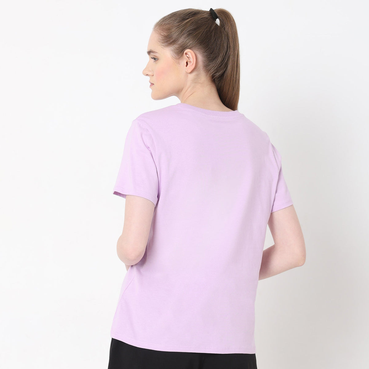 Cotton Solid Crew Neck T-Shirt