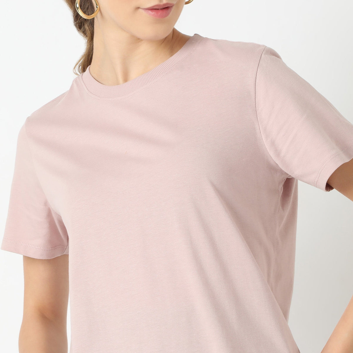 Cotton Solid Crew Neck T-Shirt