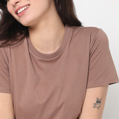 Cotton Solid Crew Neck T-Shirt