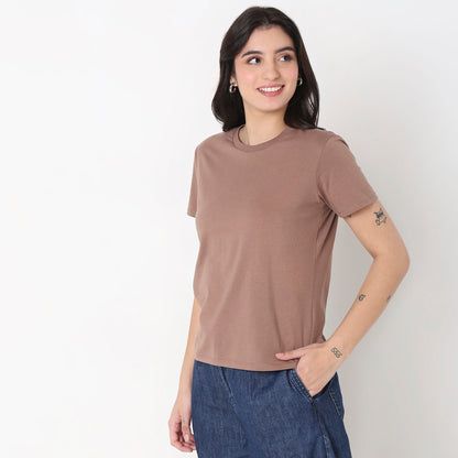 Cotton Solid Crew Neck T-Shirt