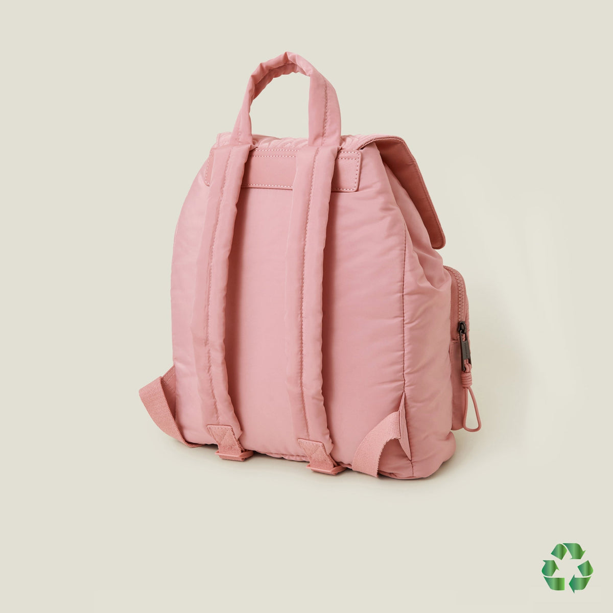 Pink Recycled Polyester Floral Quilted Backpack
