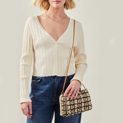 Cream Shimmer Clutch Bag