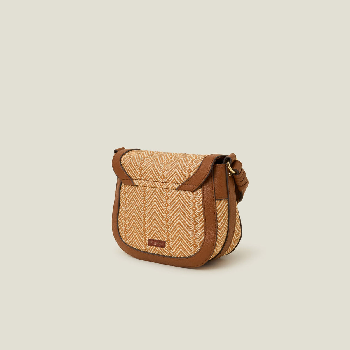 Tan Woven Satchel Sling Bag