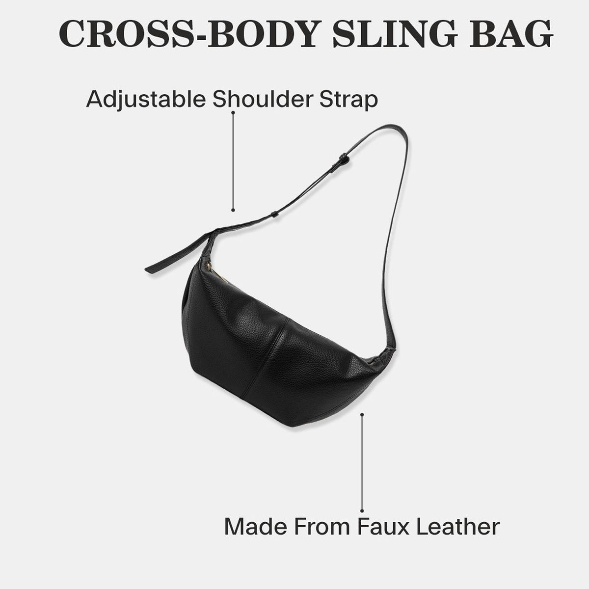 Black Pu Sling Trial Shoulder Bag