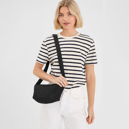 Black Heart Quilted Sling Sling Bag
