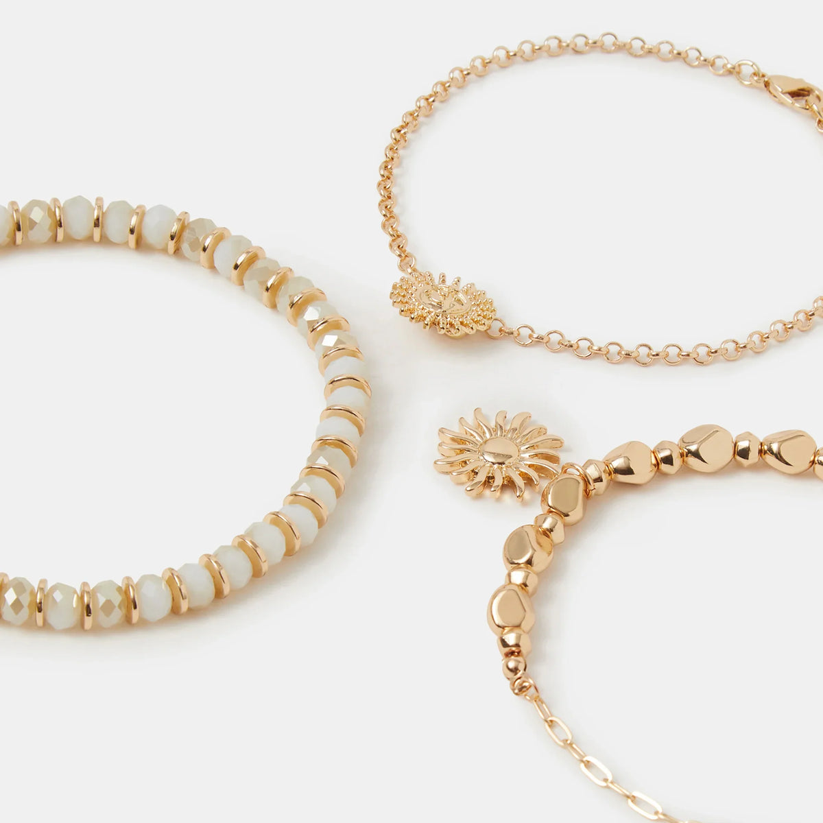 Sun Charm Beaded Anklets Pack of 3
