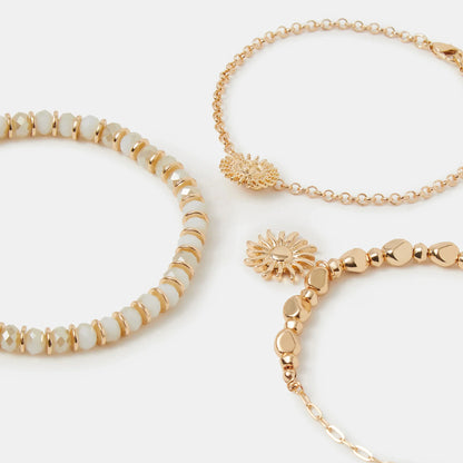 Sun Charm Beaded Anklets Pack of 3