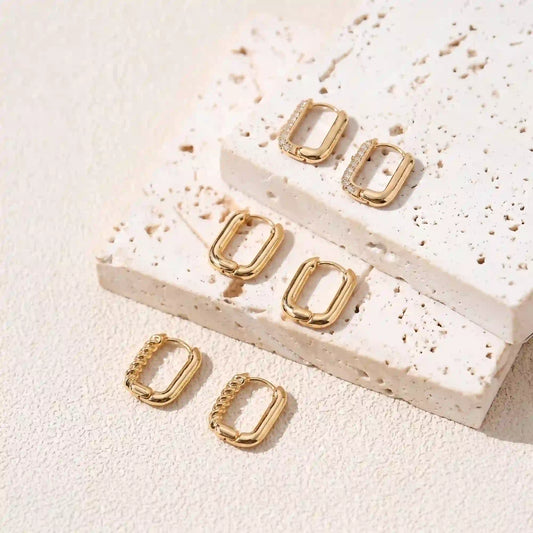 Rectangular Hoop Earrings Pack of 3