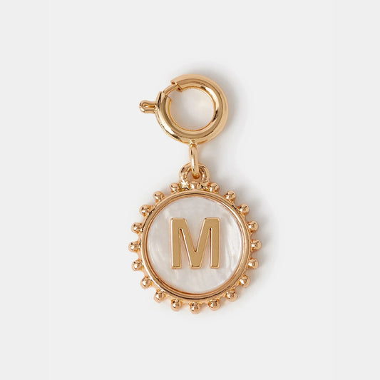 Initial (M) Pearl Coin Jewellery Charm Gold